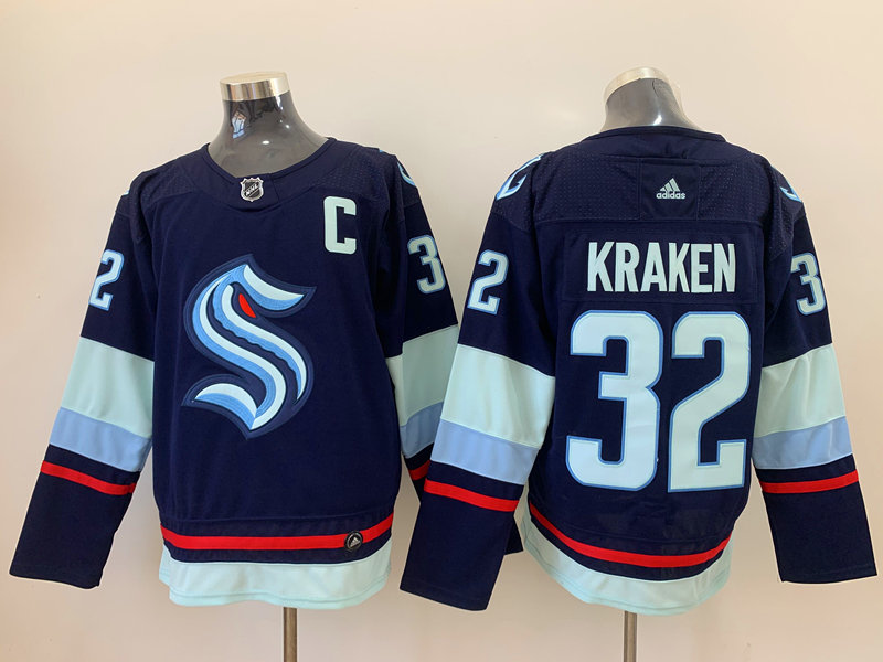 Men's Seattle Kraken #32 Deep Sea Blue Home Breakaway Jersey